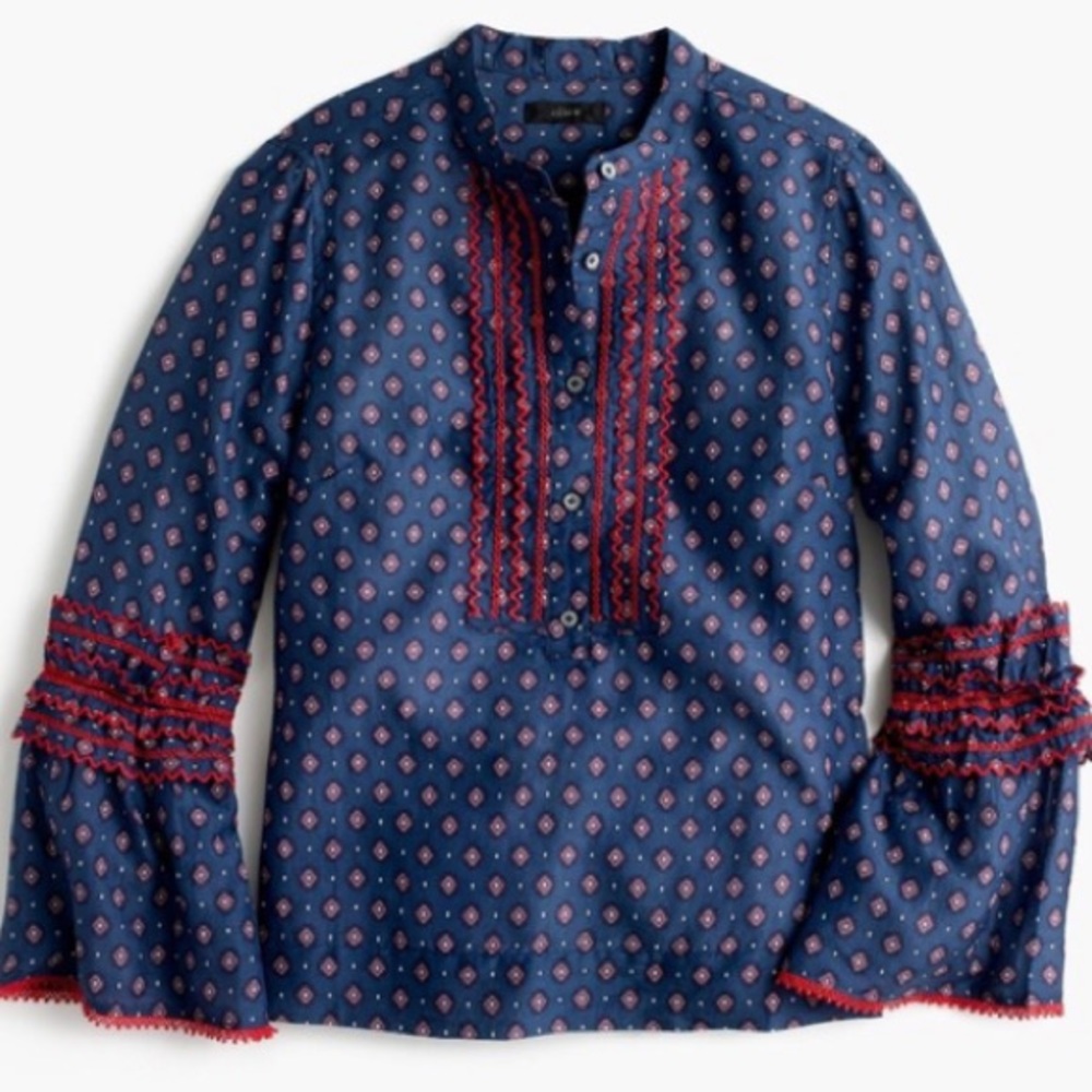 J. Crew Patterned Long Sleeve Blouse